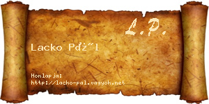 Lacko Pál névjegykártya